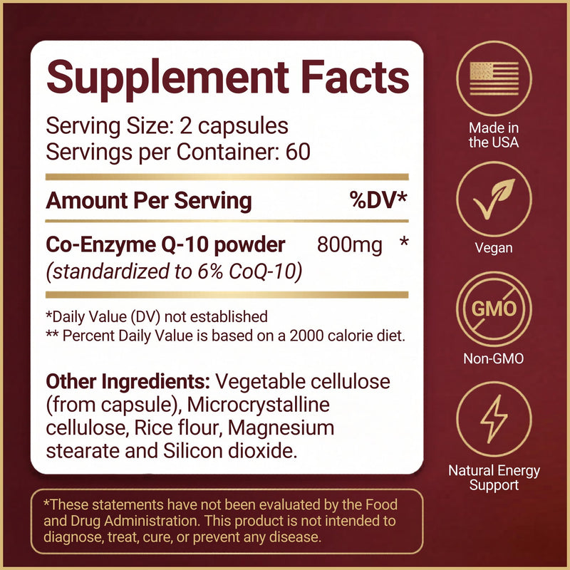 CoQ10 800mg, Coenzyme Q10 Supplement, 120 Vegan Capsules 800 mg 1 Count (Pack of 120)