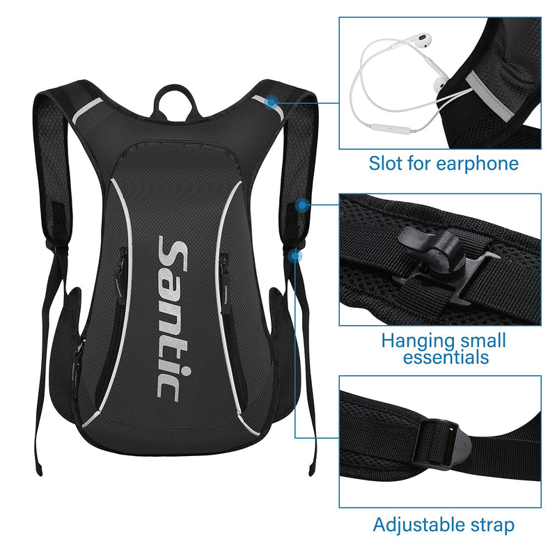 Santic Cycling Backpack Lightweight 15L Bike Hydration Biking Daypack Hiking Running Climbing Breathable Pack for Men Women Black-p086