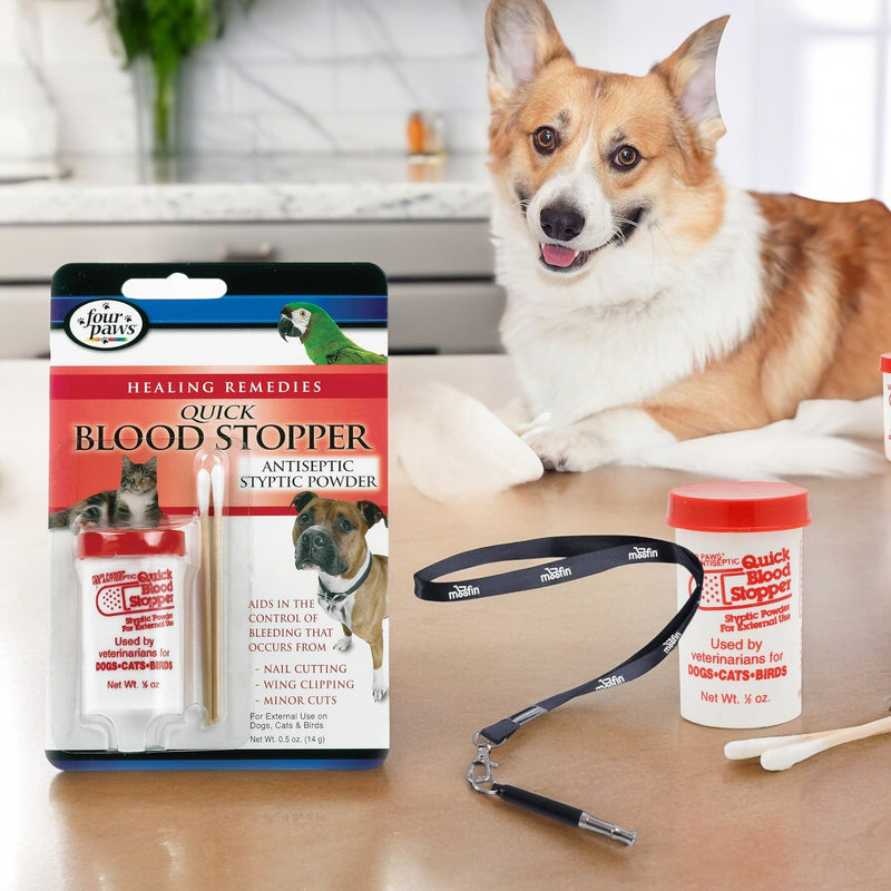 Quick Blood Stopper, Fast-Acting Clotting Formula, 5 oz - Pet First Aid for Minor Cuts & Wounds, Quick Stop Bleeding for Dogs with Moofin SS Pet Training Whistle, Easy-to-Apply ~ [Pack of 3 - BeesActive Australia