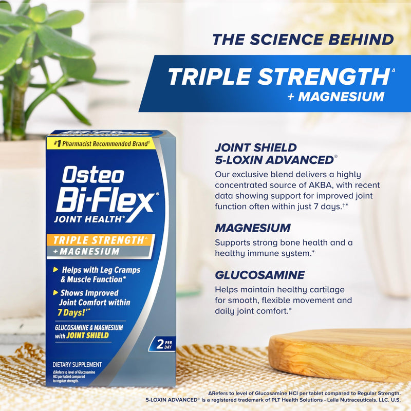Osteo Bi-Flex Triple Strength Glucosamine Supplement with Magnesium, 80 Ct | Improve Joint Function, Helps Leg Cramps and Muscle Function, 80 Coated Tablets 80 Count (Pack of 1)