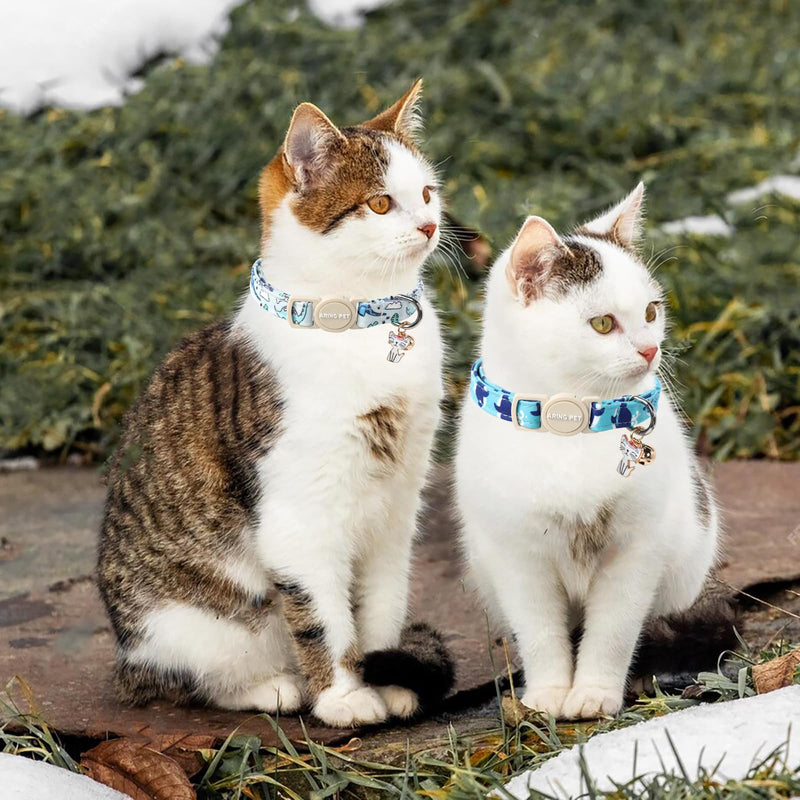 ARING PET 2 Pack Cat Collars-Cute Breakaway Cat Collar with Bell & Pendant, Adjustable Blue Whales&Dinosaur Pattern Kitten Collars with Safety Buckle for Girl and Boy Cats Dinosaur&Whales - BeesActive Australia