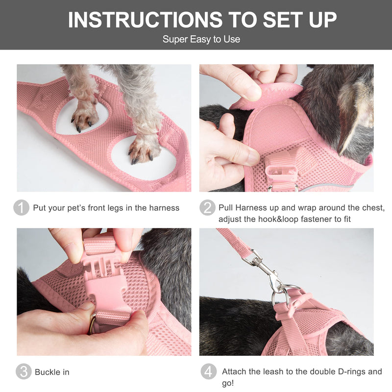 Fida Cat Harness and Leash Set for Walking Kitten and Puppy, Escape Proof Kitten Harness with Breathable Lightweight Soft Mesh, Adjustable Reflective Step-in Design. (XXXS, Pink) XXXS (Neck:10.2"-11.4"; Girth:11.4"-12.6") - BeesActive Australia