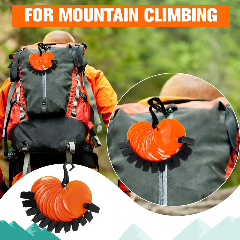 Konohan Trail Markers with Clips Round Reflective Tacks for Hunting Reflective Tree Tacks Trail Marking Ribbon with Clips Orange High-Visibility Tree Trail Markers for Outdoor Hiking 48