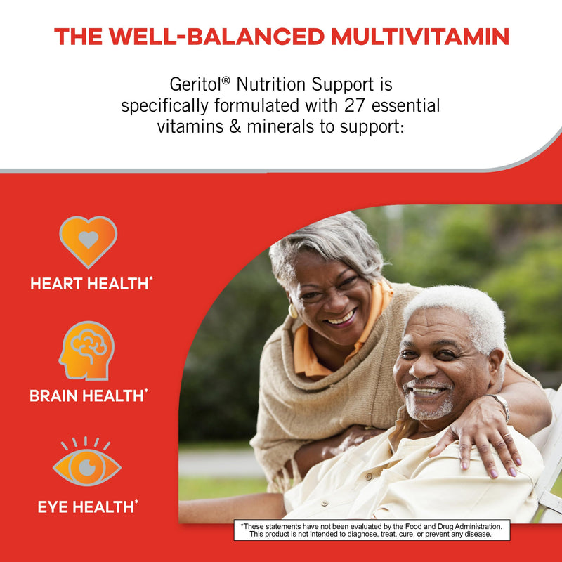 Geritol Multivitamin Supplement, 27 Essential Vitamins & Minerals, 100 Tabs | Daily support for adults, multivitamin tablets with 27 essential vitamins and minerals, gluten-free, non-GMO 100 Count (Pack of 1)