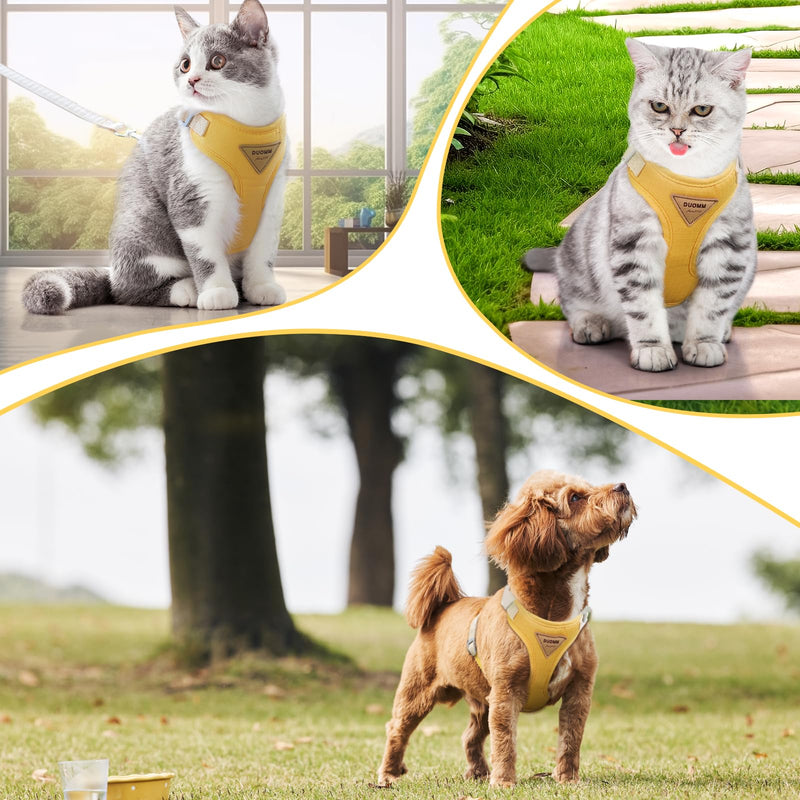 Cat harness, adjustable cat harness, escape-proof, cat harness with leash, escape-proof, premium puppy harness with soft, for small animals, adjustable chest harness, yellow, XS - BeesActive Australia
