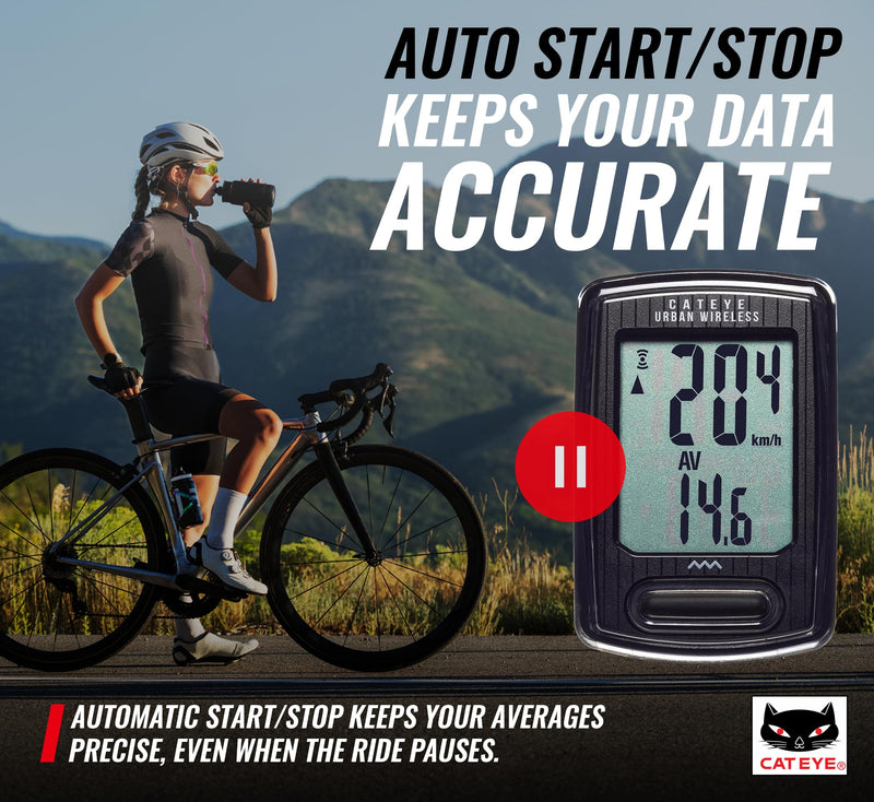 CATEYE Urban Wireless Bike Computer – Analog Speedometer & Odometer with Calorie Tracking, FlexTight™ Mount, Auto Start/Stop, Programmable Odometer & Easy Setup for All Bikes