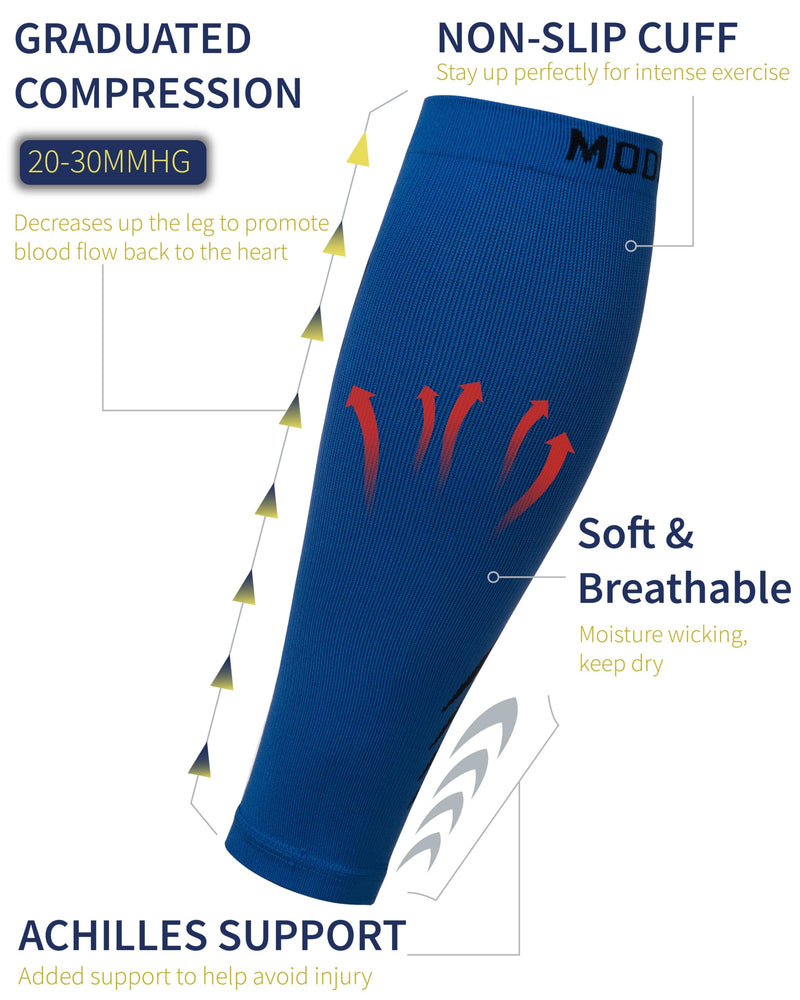 Calf Compression Sleeves - Leg Sleeves for Men and Women - Shin Splint Relief Support Brace Running Flights Large-X-Large Blue - BeesActive Australia