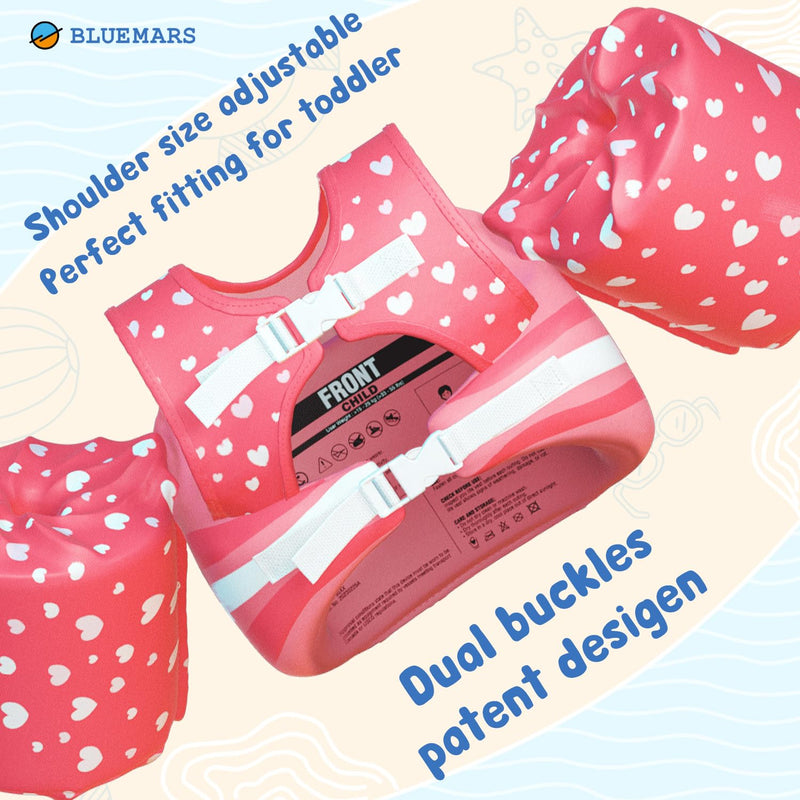 BLUEMARS USCG Toddler Life Jacket Swim Vest for Age 1/2/3/4/5/6 Years Old, Coast Guard Approved Toddler Floaties for Pool Swimming,Boating, Kids Arm Water Wings for Children 30-50 lbs Pink - Rainbow Unicorn - BeesActive Australia