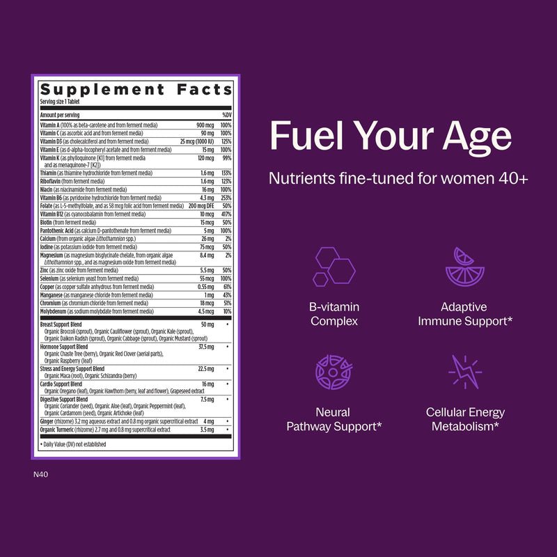 New Chapter Every Woman's One Daily 40+ Multivitamin, 48 Tablets | Supports Immune, Bone, Skin, and Cellular Energy Health, Non-GMO, Gluten Free, Dairy Free, Vegetarian, and Kosher 48 Count (Pack of 1)