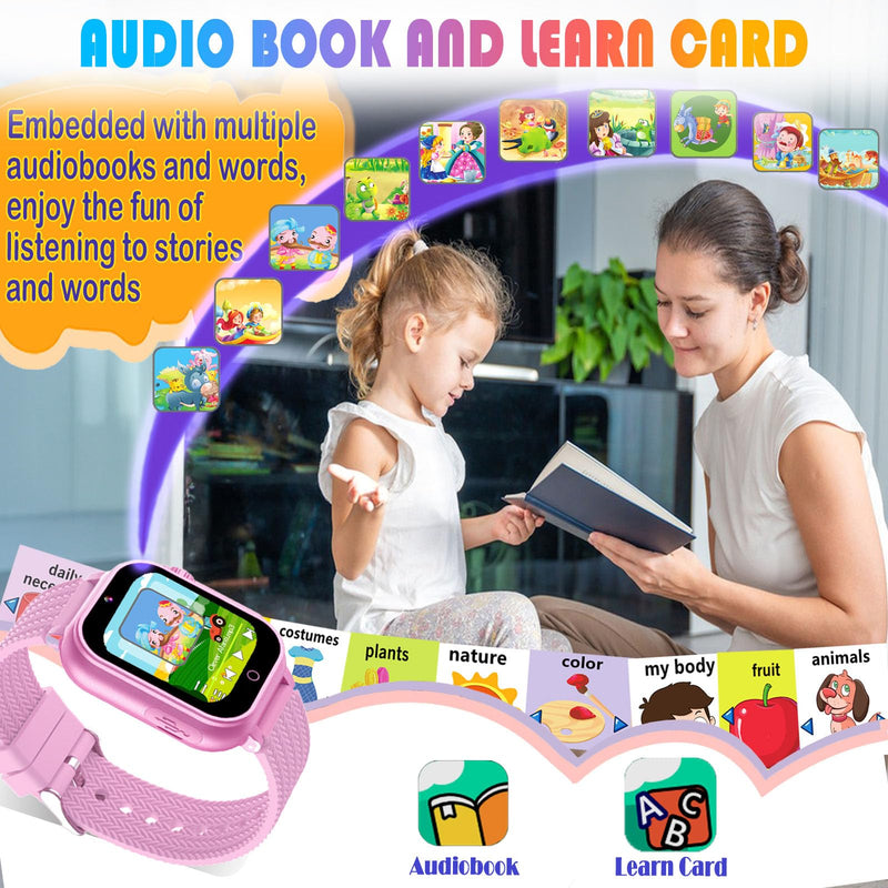 Goodatech Kids Smart Watch for Boys Girls, 1.54'' Smartwatch with 26 Puzzle Games, HD Camera, Video Music Player, Pedometer, Flashlight, Audio Book, Aluminum Case and Sport Band (Pink) Pink.GD15 - BeesActive Australia