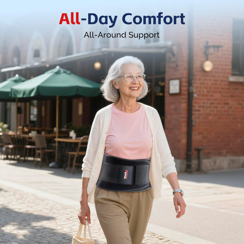 FEATOL Back Brace for Men Lower Back, Lumbar Support Belt- Back Pain, Adjustable Support Straps with Removable Lumbar Pad for Heavy Lifting Work, Plus Size(Black, L/XL Large/X-Large (Pack of 1) 3D Pad - BeesActive Australia
