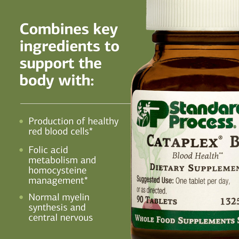 Standard Process Cataplex B12, Blood & Nervous System Support, 90 Tablets | Vitamin B12 Supplement for Blood Health Support and Nervous System Function, B12 Vitamin Supplement for Well-Being
