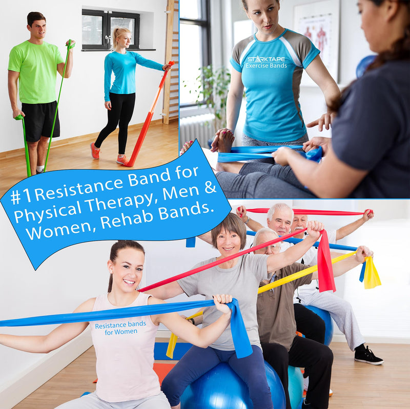 Resistance Bands Set. 3 or 5 Pack Non-Latex Physical Therapy, Professional Elastic Band. Perfect for Home Exercise, Workout, Strength Training, Yoga, Pilates, Rehab, Gym Yellow/Red/Green/Blue/Gray - BeesActive Australia