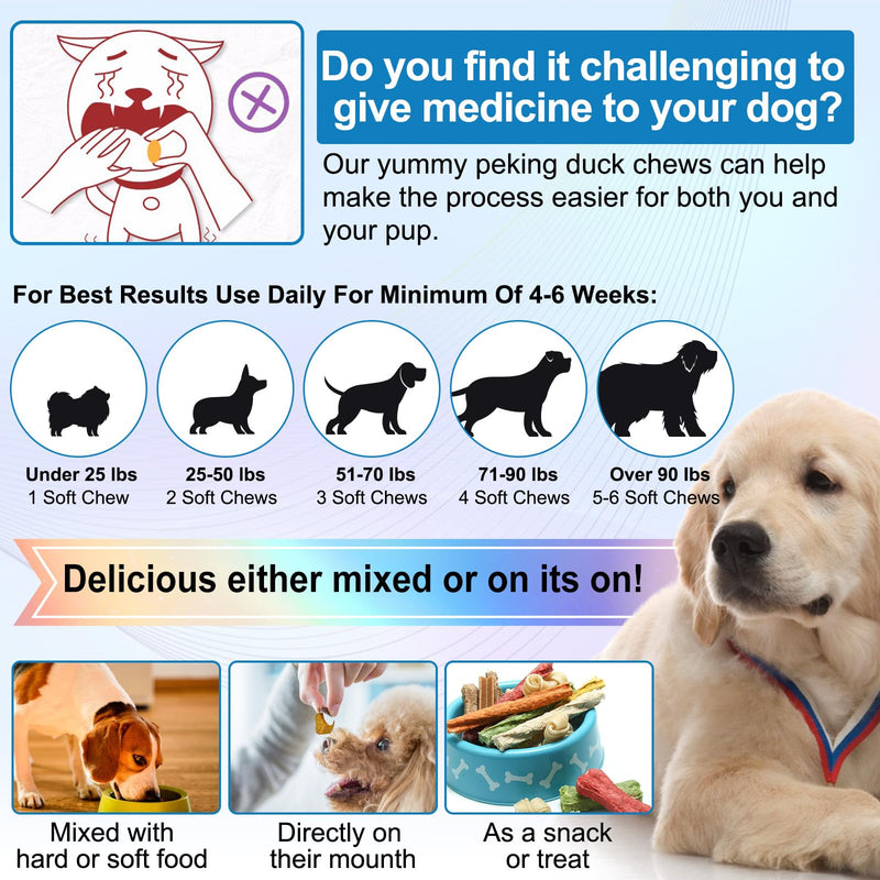 Dog Allergy Relief Treats, Itchy Dog Skin Relief for Dog, Soothes Seasonal Itchy Skin, Paws, Eyes, Ears, Stops Itching, Licking, Scratching, for All Breeds and Sizes - Peking Duck Flavor (150 Chews) 150