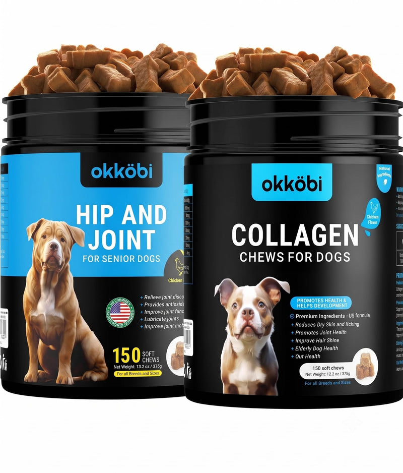 Collagen for Dogs with Glucosamine HCL Hip and Joint Chews for Dogs - Joint, Skin & Coat Support with MSM - Chicken - 150 pcs