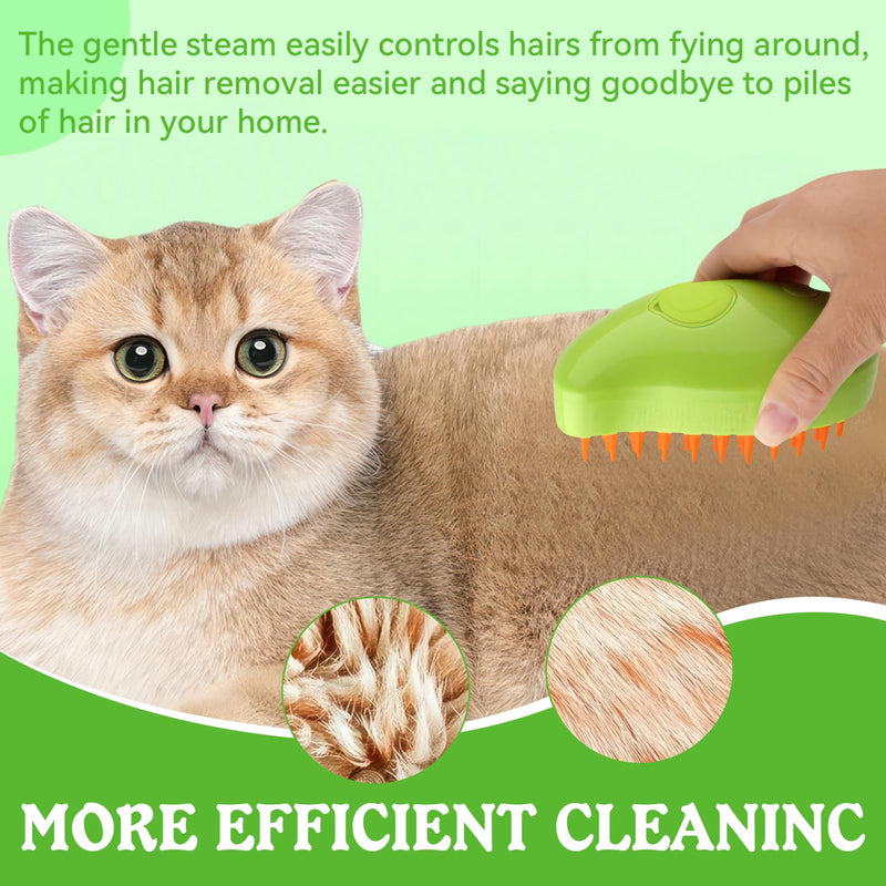 3-in-1 cat brush with steam, steam brush cat Steamy Brush cat steam brush for cats with spray cat brush with water cat steam brush grooming brush for cats and dogs for hair removal green - BeesActive Australia