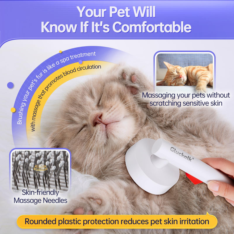 Cat Brush for Shedding with One-Click Button, Pet Comb for Indoor Cats, Suitable for Long or Short Haired Cats, Small and Medium Dogs, Grooming for Puppy Kitten Massage Removes Loose Fur - BeesActive Australia