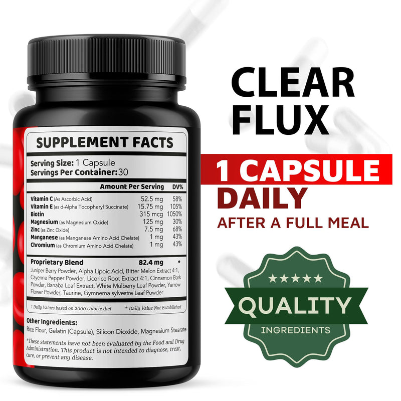 Clear Flux - Clear Flux Supplement, ClearFlux, Clear Flux Pills, ClearFlux Supplement, Clear Flux Capsules, ClearFlux Support Pills, Clear Flux Advanced Supplement, 30 Capsules for 1 Month