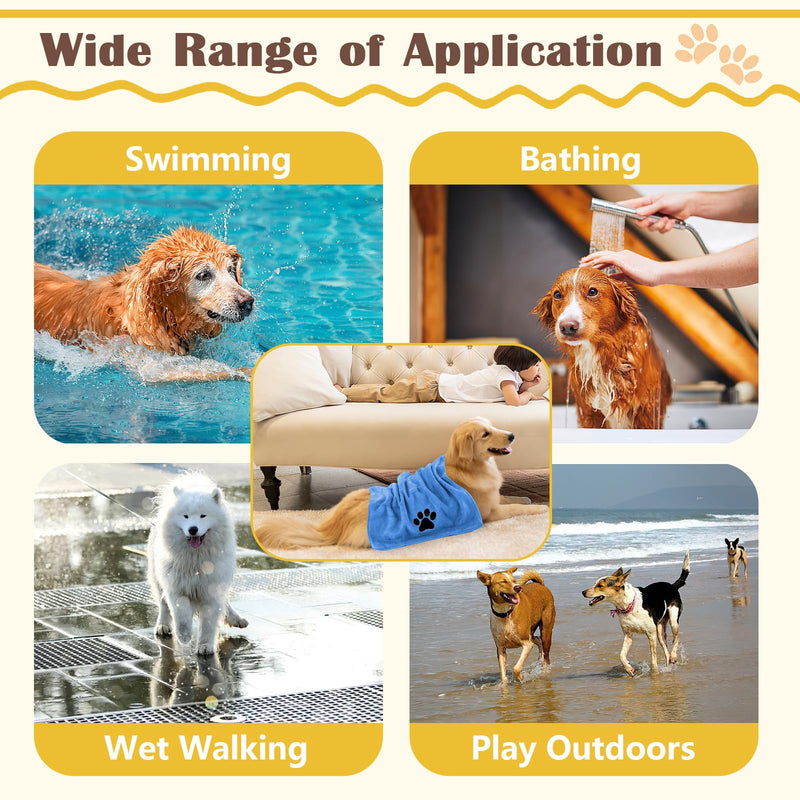 Dog towel, pack of 2 dog towels, extra absorbent for dogs and cats, blue, quick-drying pet microfibre towels, dog towel for cats, dogs or other pets (100 x 50 cm) 100 x 50 cm - BeesActive Australia