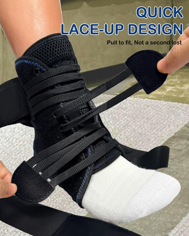 Ultra Thin Ankle Brace for Women Men, Adjustable Figure 8 Lace Up Support for Sprained Ankle, Achilles Tendonitis, Breathable Stabilizer for Running, Basketball, Volleyball & Daily Wear, M Medium Black