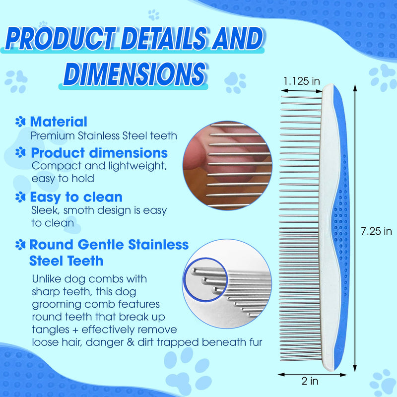 Dog Comb to Remove Tangles and Knots, Cat Comb with Stainless Steel Teeth and Non-Slip Handle, Dog combs for grooming matting for Long Haired Dog, Cat and Other pets. (Style 1) Style 1 - BeesActive Australia