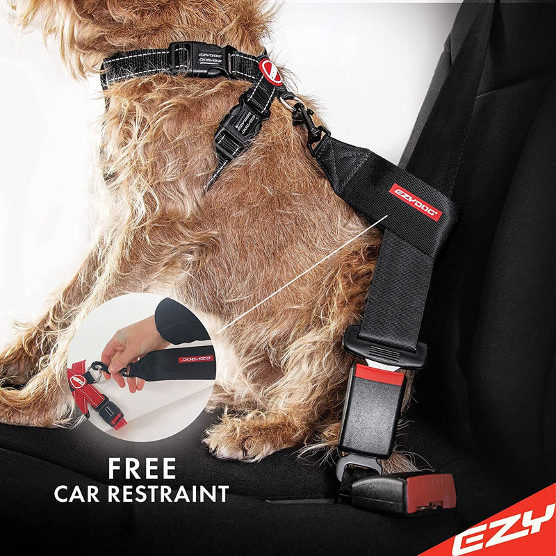 EzyDog Premium Chest Plate Custom Fit Reflective No-Pull Padded Comfort Dog Harness - Perfect for Training, Walking, and Control - Includes Car Restraint Attachment (Large, Blue) Large - BeesActive Australia