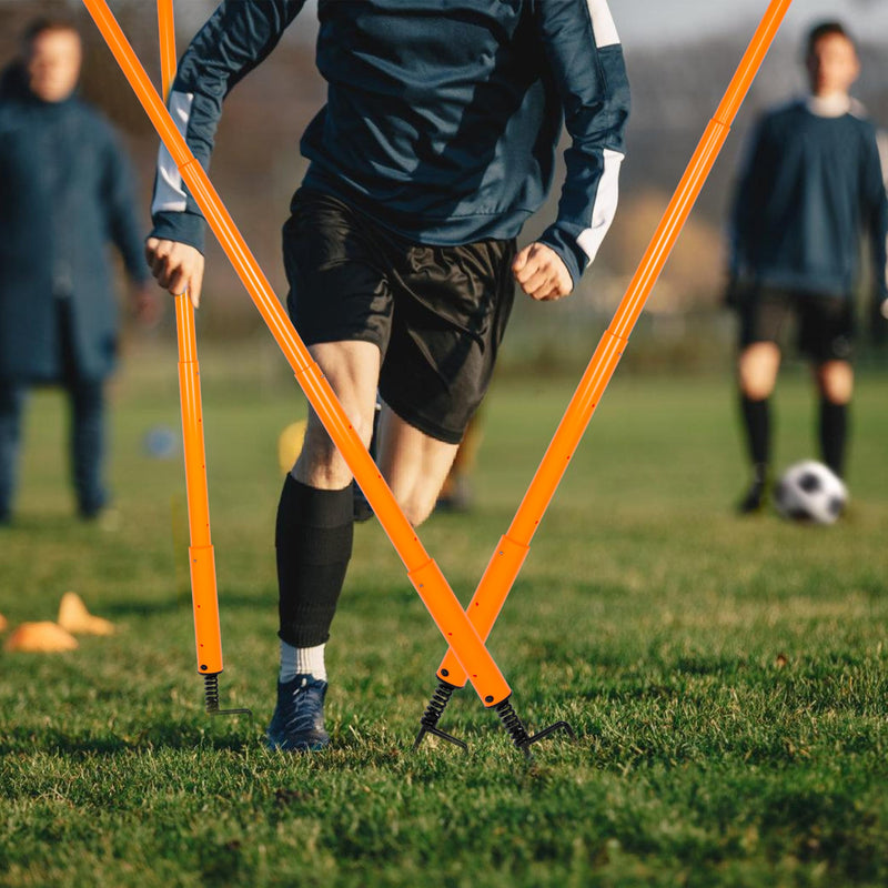Hikeen Telescopic Length Soccer Poles Fixed & Collapsible Options Agility Training Hurdles and Football Obstacle for Teenager Soccer Training Outdoor Sports Speed Training Equipment Long-57.5" 4 rods