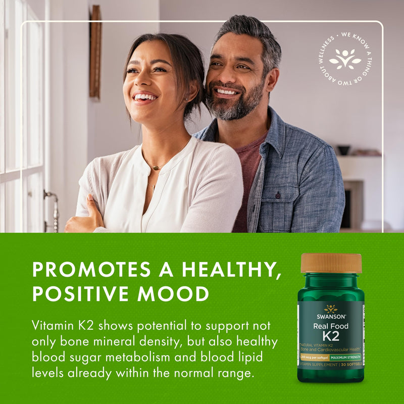 Swanson Maximum Strength Vitamin K2 (MK-7), 200 mcg, 30 Softgels | Bone and Heart Health for Adults Over 50, Menaquinone-7 from Japanese Natto that Helps Regulate Calcium 30 Count (Pack of 1)