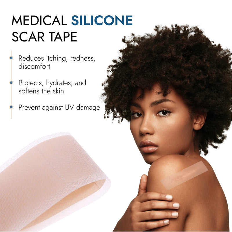 Scarbandit Silicone Scar Tape – Reusable Scar Sheets for Surgical Scars, Keloid Bump Removal, Burn, Acne Treatment, Stretch Mark Removal & c-Section – Waterproof & Breathable 118inch Scar Strips 1.57 x 118 Inch - BeesActive Australia