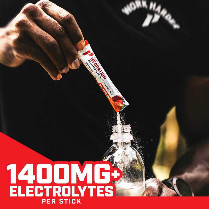 1st Phorm Hydration Sticks, Strawberry, Electrolyte Drink Mix, 20 Ct | With Vitamin D & Calcium, 1150mg Electrolytes & Vitamins Per Stick, NSF Certified, Zero Sugar, Travel-Ready Stick Packs Strawberry (Daily)