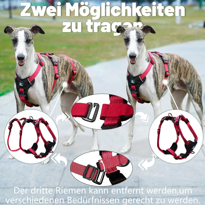 Paworld safety harness dog, anti-pull dog harness, panic harness for dogs, escape-proof harness dog, adjustable, breathable vest for small, medium and large dogs (pink red, M) medium (pack of 1) pink red - BeesActive Australia