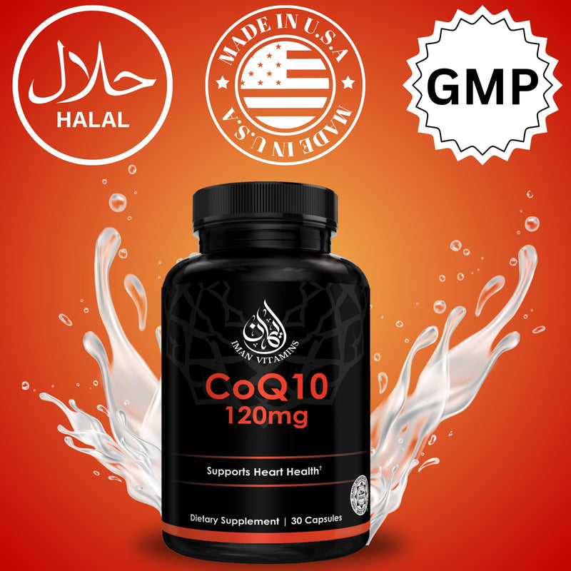 Halal CoQ10 120mg Liquid Capsules – Vegan Coenzyme Q10 Ubiquinone Supplement – High Absorption Cellular Energy & Heart Health Support for Men & Women – Non-GMO, 1 Capsule Daily