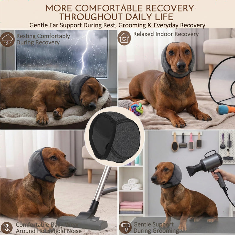 HOFi No-Shake Ear Wraps for Dogs: Reduce Ear Shaking by 95% During Hematoma Recovery - Secure No-Slip Fit After Surgery - Cone Alternative for Dachshund/Westie/Shiba Inu Small Breed
