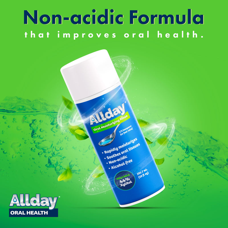 Allday Oral Moisturizing Rinse - Maximum Strength Xylitol, Fast Acting, Non-Acidic