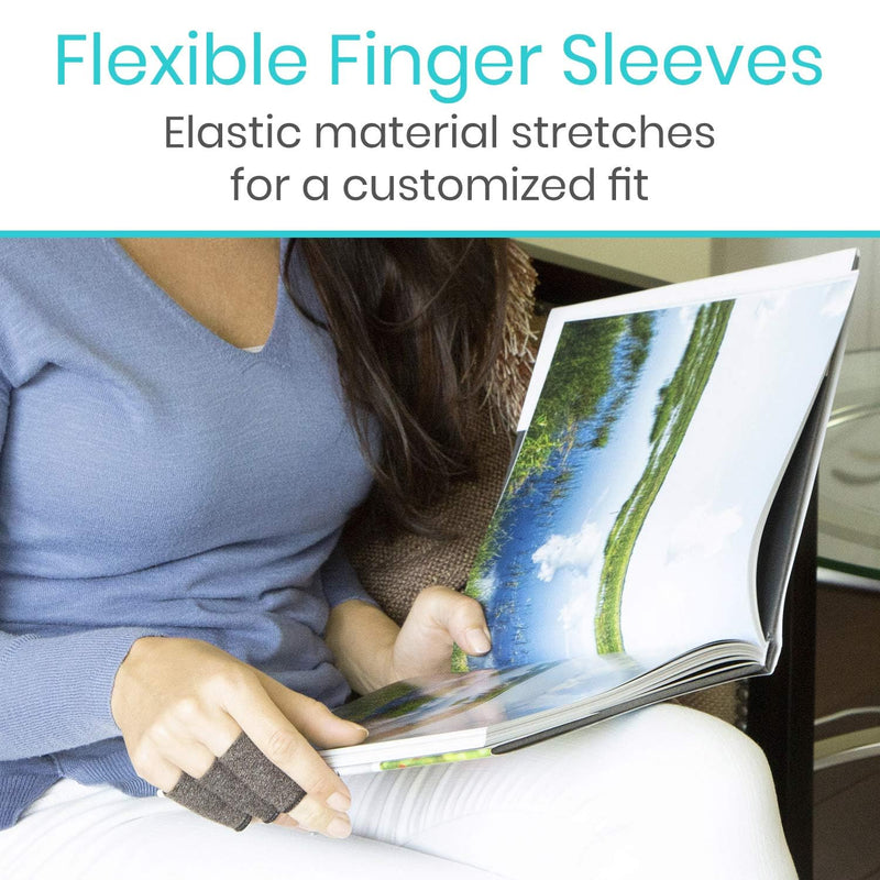 Vive Finger Sleeves (30 Pack) - Compression Cushion for Arthritis, Swelling, Joint Pain Relief - Thumb & Index Guard Wraps Basketball, Golf, Crochet, Writing, & More - Support Protectors for Sports Gray