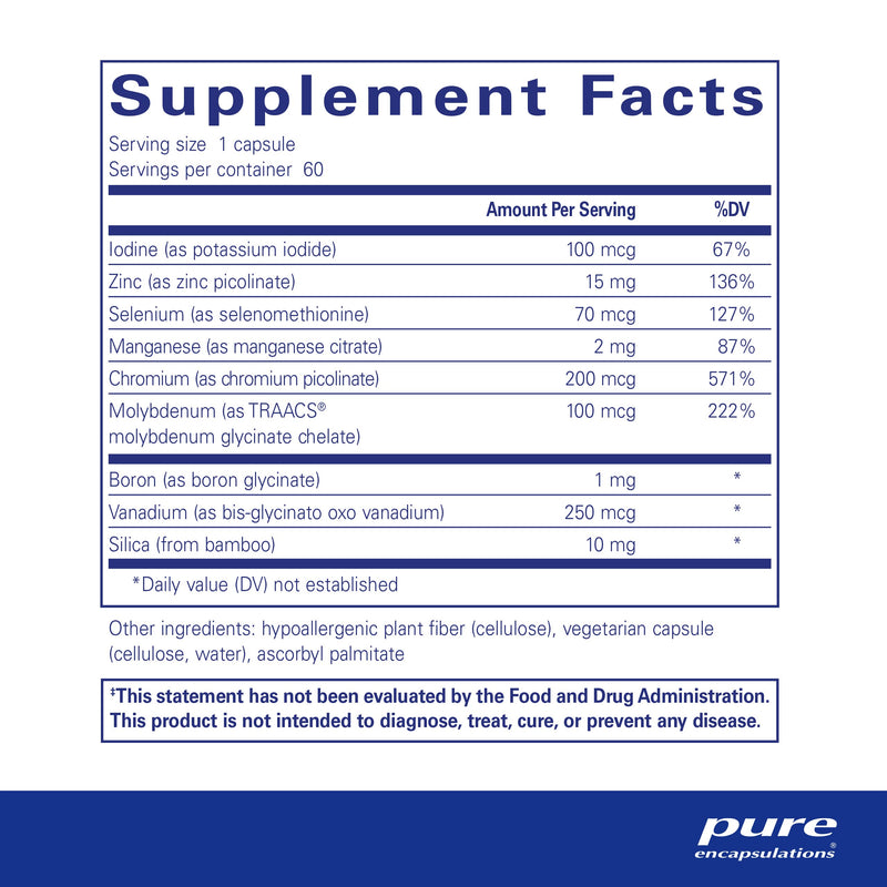 Pure Encapsulations Trace Minerals - Multimineral Supplement - Mineral Supplement - Supports Metabolism & Cellular Function* - Gluten Free & Vegan - 60 Capsules 60 Count (Pack of 1) - BeesActive Australia