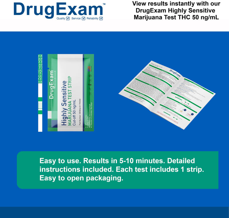 5 Pack - DrugExam Made in USA Highly Sensitive Marijuana THC Testing Drug Test Strip Kit - Drug Test with 50 ng/mL Cutoff Level for Detecting Any Form of THC in Urine up to 35 Days. Urine Test Strips - BeesActive Australia