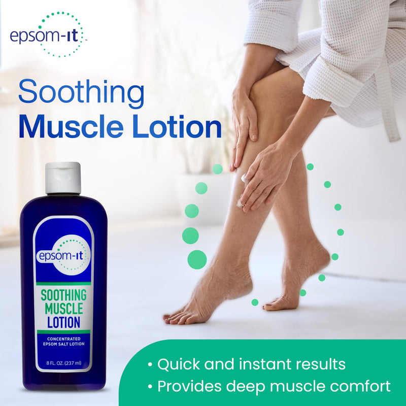 Epsom-It Soothing Muscle Magnesium Lotion – Epsom Salt Topical Cream with Arnica and Magnesium Sulfate - Designed for Muscle Stiffness, Leg Cramps, Feet, Knees and Achy Feet - 8.0 oz 8 Fl Oz (Pack of 1) - BeesActive Australia