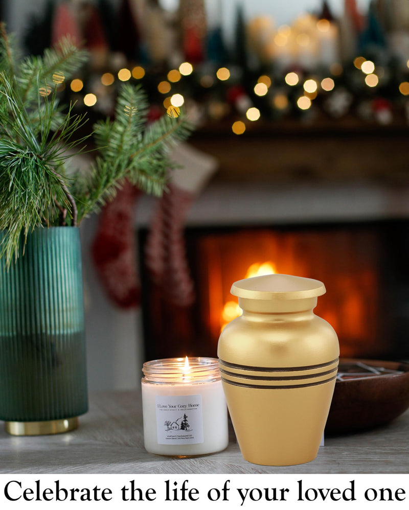 Immortal-Memories Serenity Keepsake Urn for Ashes - Miniature Urns - Mini Jar - Pet Urn - Token Urn with Velvet Bag (Gold) Gold-1 - BeesActive Australia