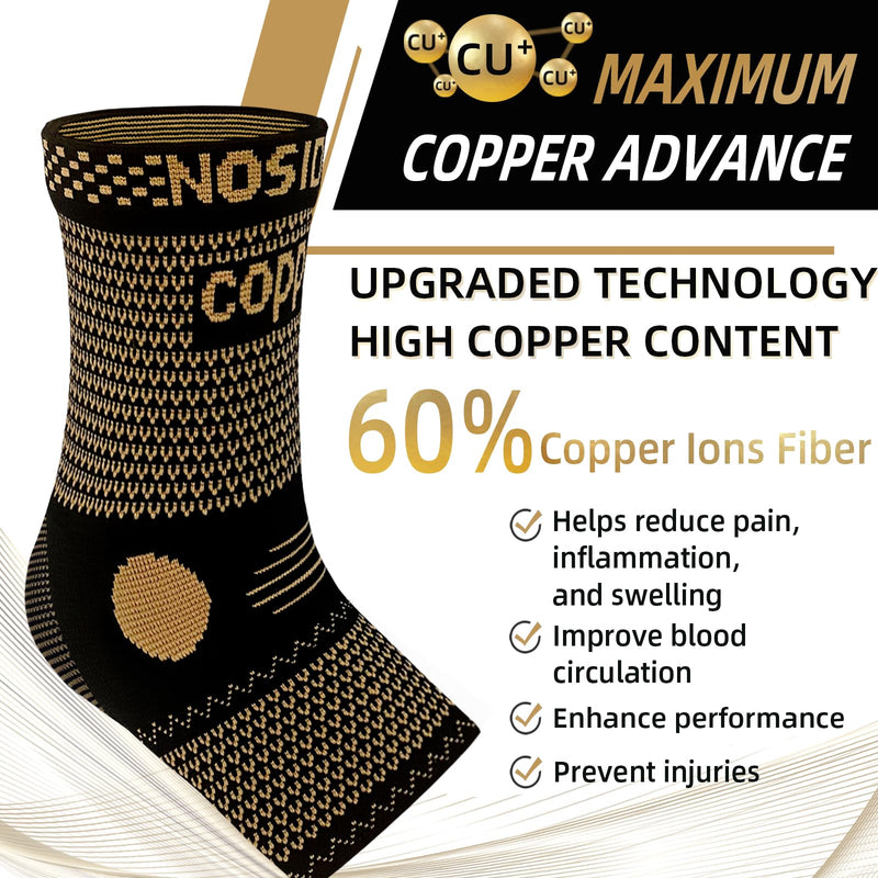 Copper Ankle Brace for Men & Women 20-30mmHg Ankle Support Compression Sleeve with Arch Support for Plantar Fasciitis Relief, Achilles Tendonitis, Heel Spur, Joint Pain, Swelling, and Sprain Copper-Tan Large - BeesActive Australia