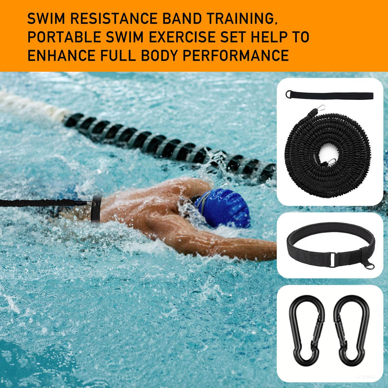 Pool Swim Training Equipment, Tether Aquatic Belt with Resistance Band Improve Power Agility Focus Explosive for Men and Women