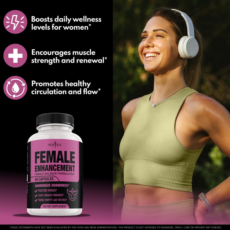 NEW AGE Beef Organ Supplement for Women – Supports Hormone Balance, Energy & Wellness – Pasture Raised Superfood – Liver, Heart, Kidney, Uterine Tissue – Ovary, Uterus, Fallopian Female Support-180 60 Count (Pack of 3)