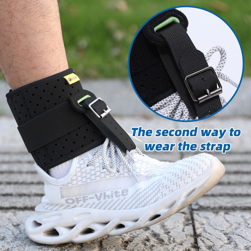 Tenbon Ankle Support Drop Foot Brace Orthosis - Comfort Cushioned Adjustable Wrap Compression For Improved Walking Gait, Prevents Cramps Ankle Sprains (Black) Black