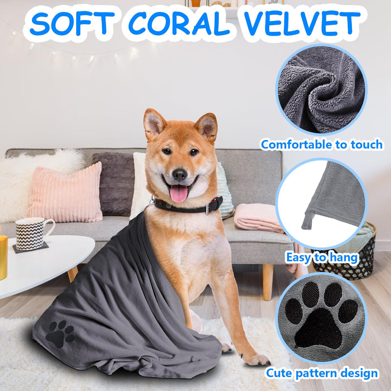 NVGVUP Pack of 3 Dog Towels Machine Washable, Gray Dog Towel Extra Absorbent, Dog Accessories for Dog Shower, Microfiber Towel Small for Dogs and Cats, for Small Medium Large Dogs - BeesActive Australia