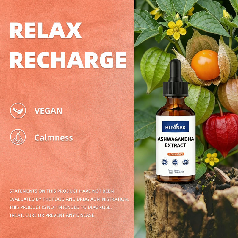Ashwagandha Liquid Drops Extract | Certified Organic Withania Somnifera | Natural Stress Relief & Energy Support | Alcohol-Free, 60ml Adaptogen Tincture Ashwagandha