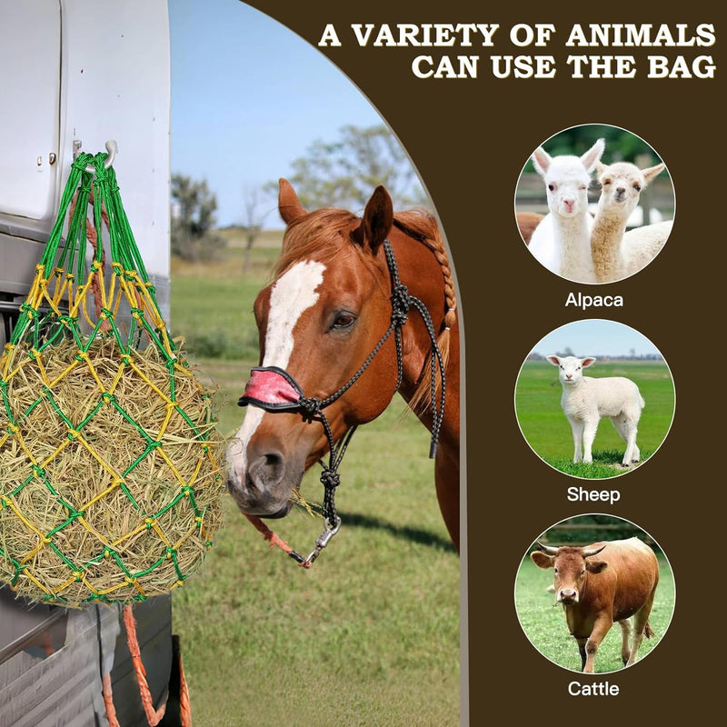 2PCS Hay Net for Horses,Slow Feed Hay Bag for Horses Goat Sheep,Hanging Hay Feeder Bag for Horses Stable Stall Paddock Rest Toy Green - BeesActive Australia