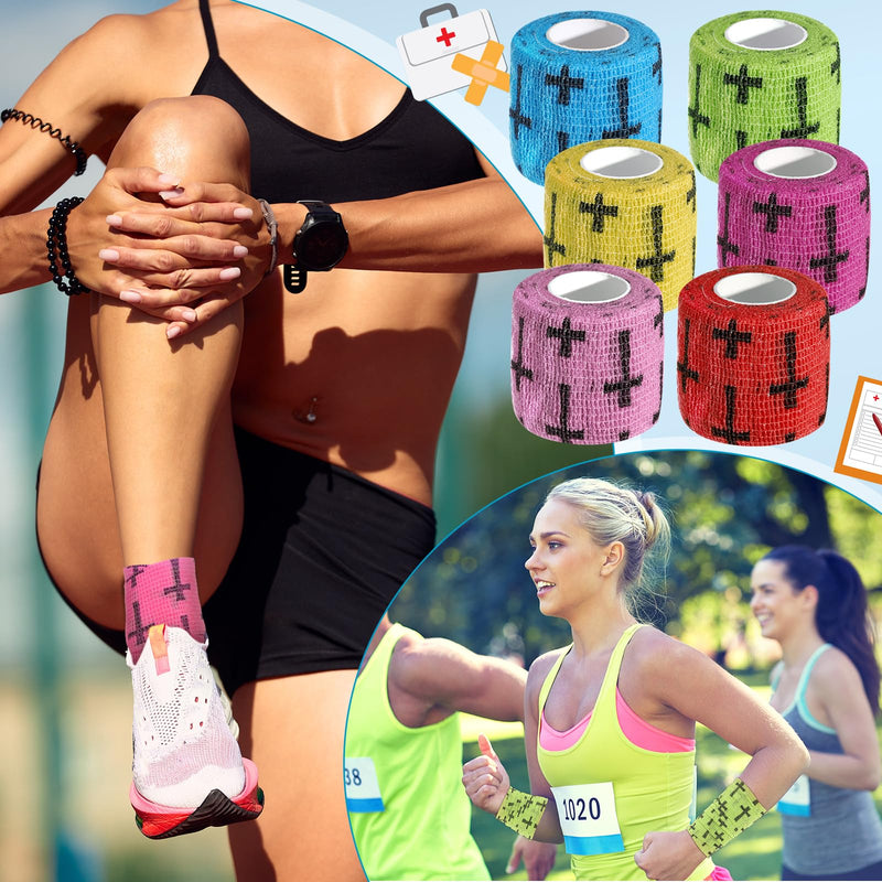 30 Pcs Cross Athletic Wrist Tape Football Self Adhesive Elastic Christian Tape 2 Inch x 5 Yard Non Woven Religious Wrist Wrap for Sports Baseball Soccer Volleyball Trainers(Colorful) Colorful - BeesActive Australia