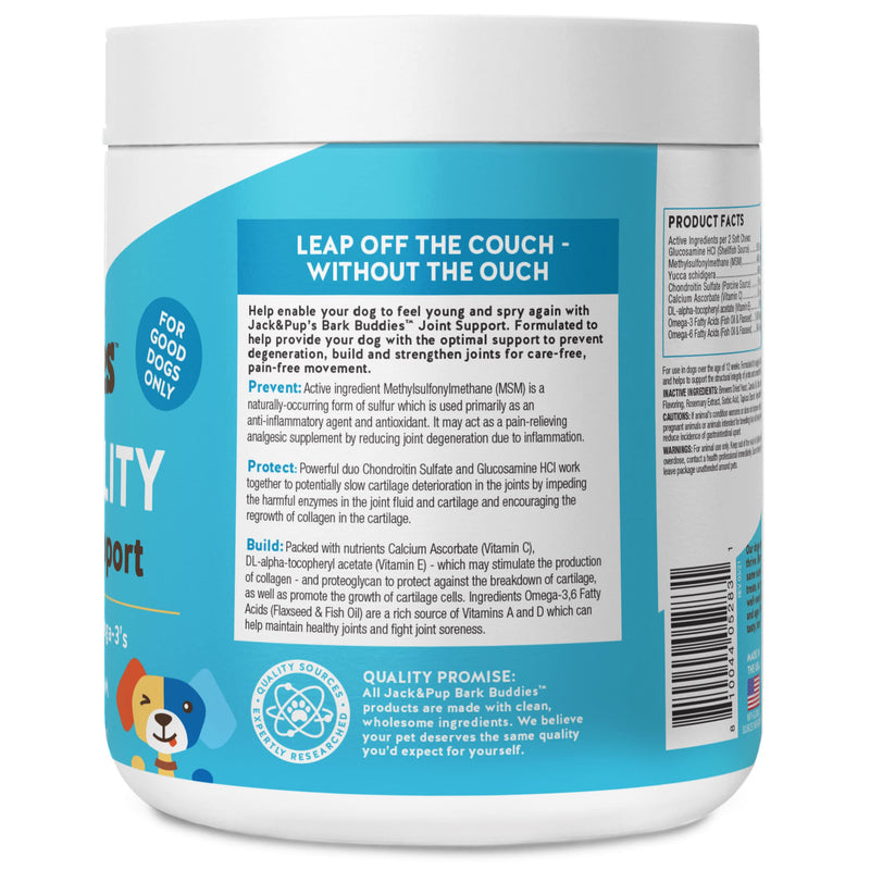 Jack&Pup Dog Joint Supplement Flex-Agility Bark Buddies | Glucosamine Chondroitin for Dogs | Hip and Joint Chews for Dogs (5oz, 60 Ct) - PawsPlanet Australia