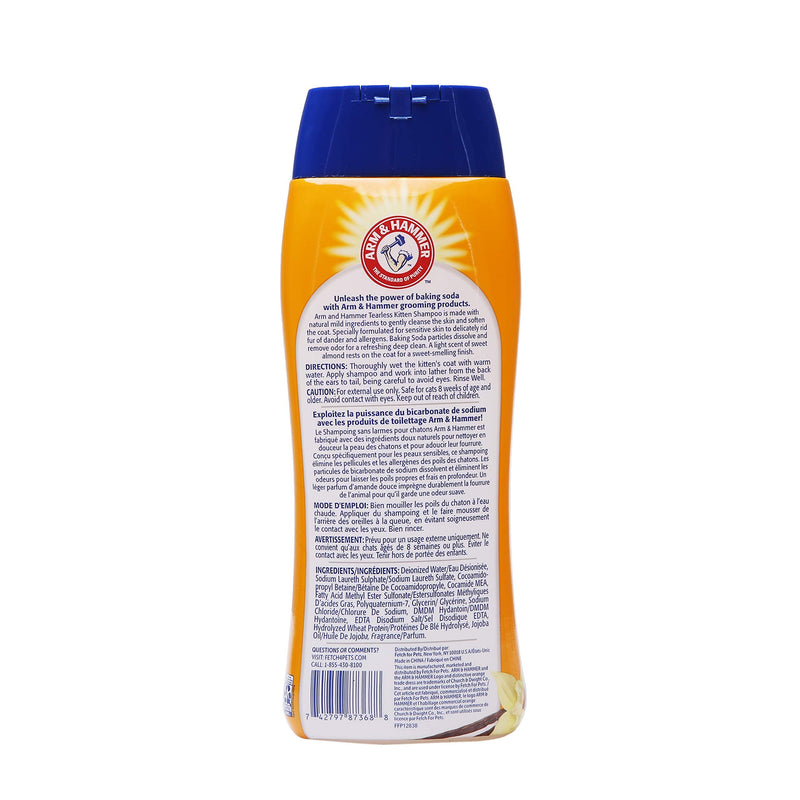 Arm & Hammer Tearless Kitten Shampoo for CatsNatural Cat Shampoo for Odor Control with Baking Soda, 20 Fl Oz Gentle Cleansing Kitten Shampoo in Sweet Almond Scent (Pack of 1) 20 Fl Oz (Pack of 1) - BeesActive Australia