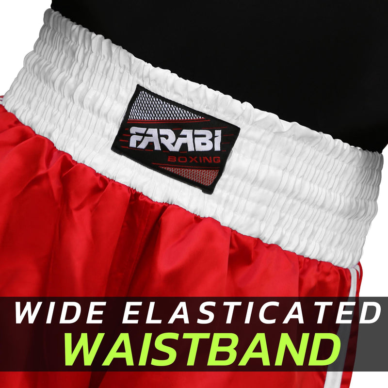 Farabi Sports Boxing Shorts – Boxing Trunks for Training Punching, Sparring Fitness Gym Kickboxing Shorts Men & Women Red Large